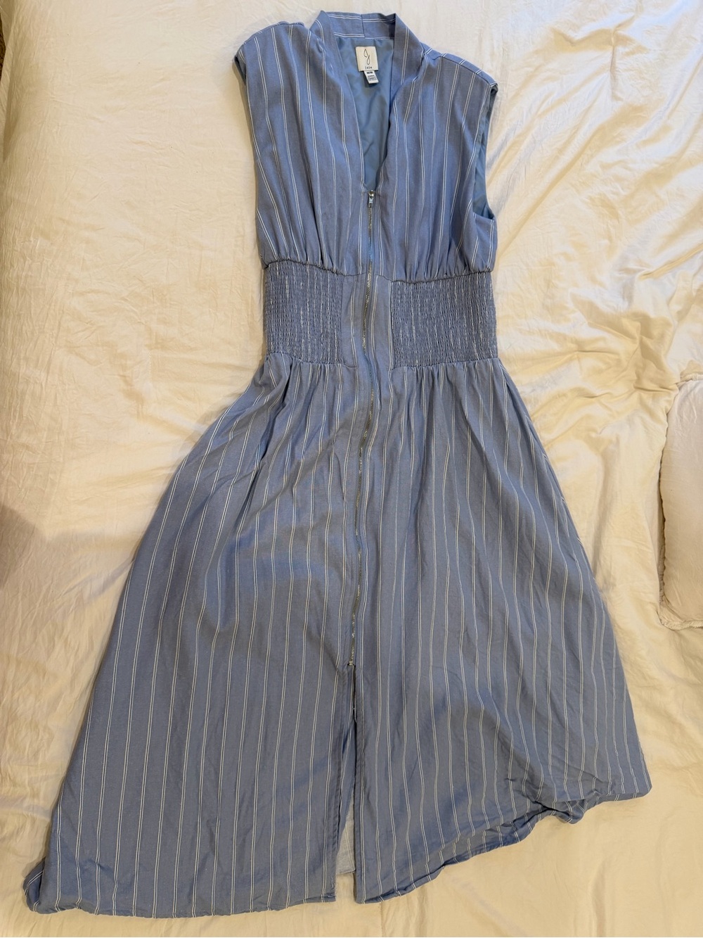 Light Blue Pinstripe Midi Dress - Joie